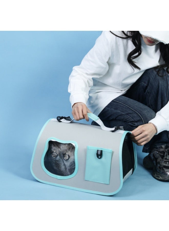 حقيبة ظهر قابلة للطي قابلة للتنفس، جسم متقاطع وحقيبة يد مزدوجة الاستخدام، قماش أكسفورد المتين ومواد PVC، حقيبة سفر تهوية للقطط والكلاب الصغيرة - Image 2